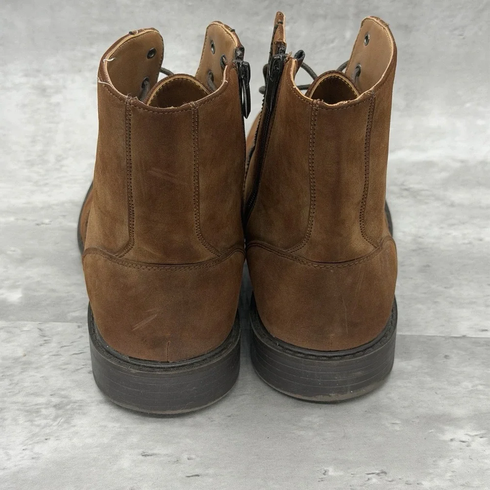Men's Kenneth Cole Unlisted Buzzer Boots Size 10.5 Brown Suede Leather Side Zips